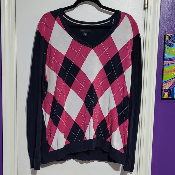 LOT OF 2 TOMMY HILFIGER LIGHTWEIGHT 100% PIMA COTTON ARGYLE SWEATERS EUC 2X XXL - Picture 2 of 14
